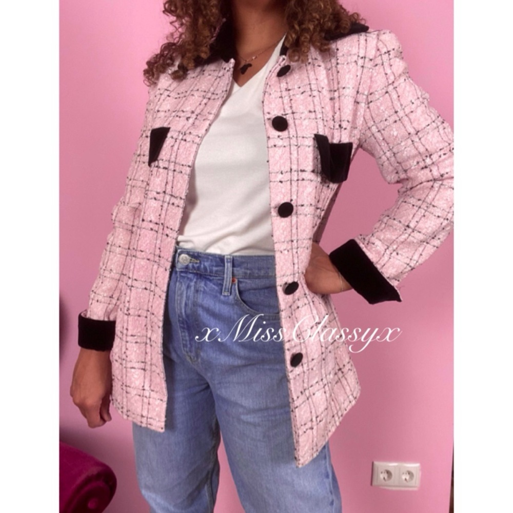 ✨Stunning PRESTIGE Elegance Paris Pink Wool Boucle Tweed Jacket Coat Blazer